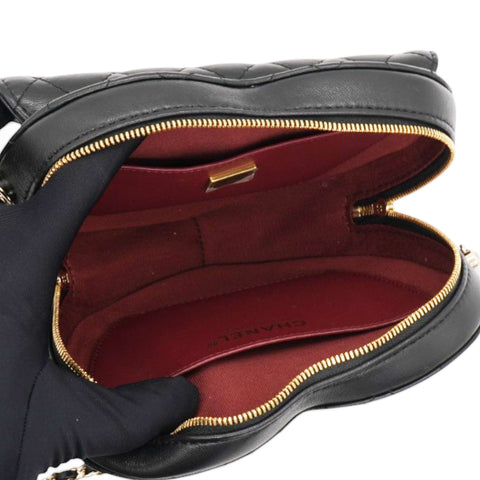 Chanel Lambskin Quilted CC In Love Heart Bag Black 