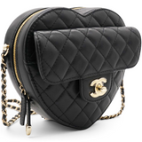 Chanel Lambskin Quilted CC In Love Heart Bag Black 