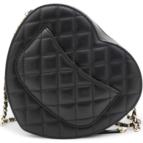 Chanel Lambskin Quilted CC In Love Heart Bag Black 