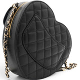 Chanel Lambskin Quilted CC In Love Heart Bag Black 