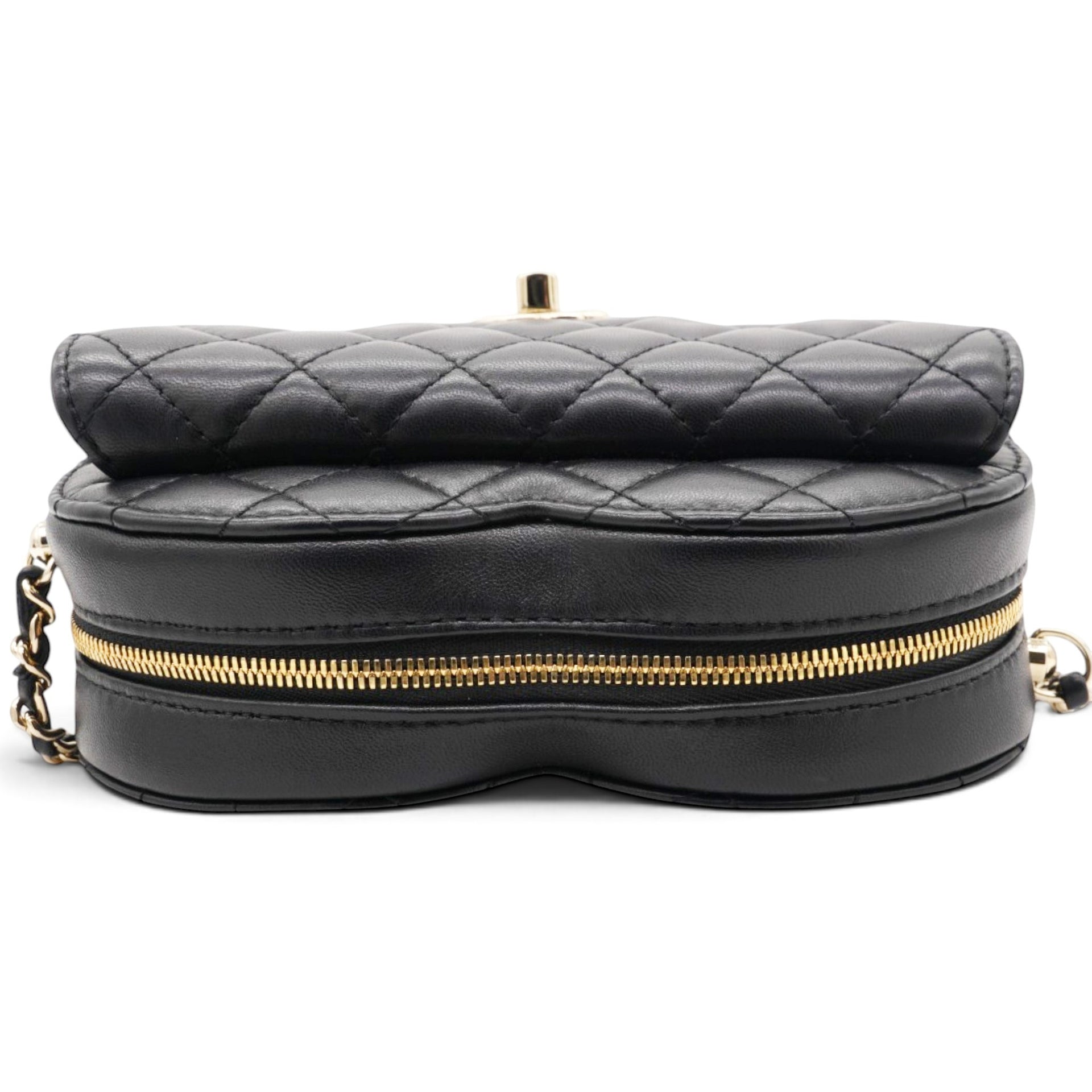 Chanel Lambskin Quilted CC In Love Heart Bag Black 