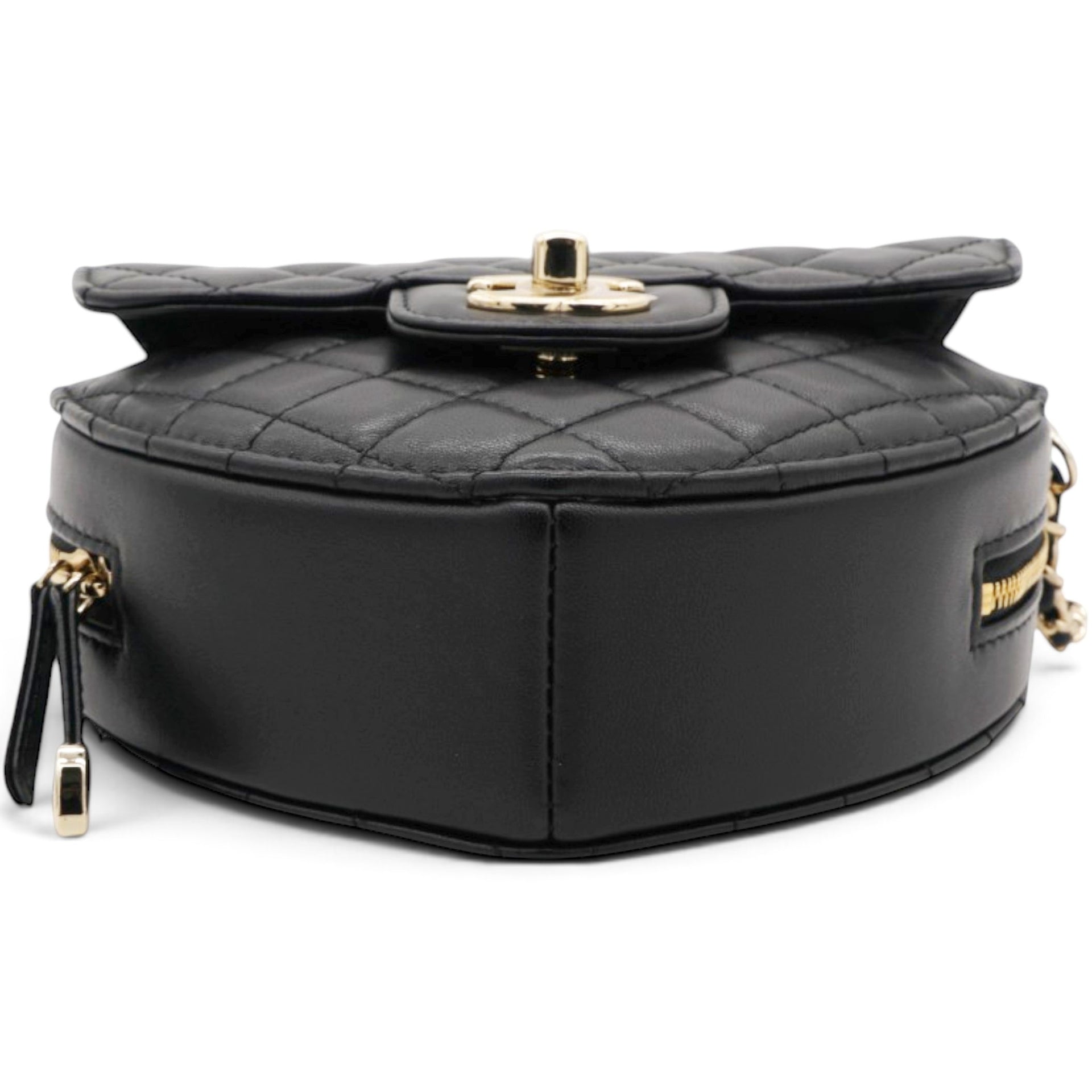 Chanel Lambskin Quilted CC In Love Heart Bag Black 