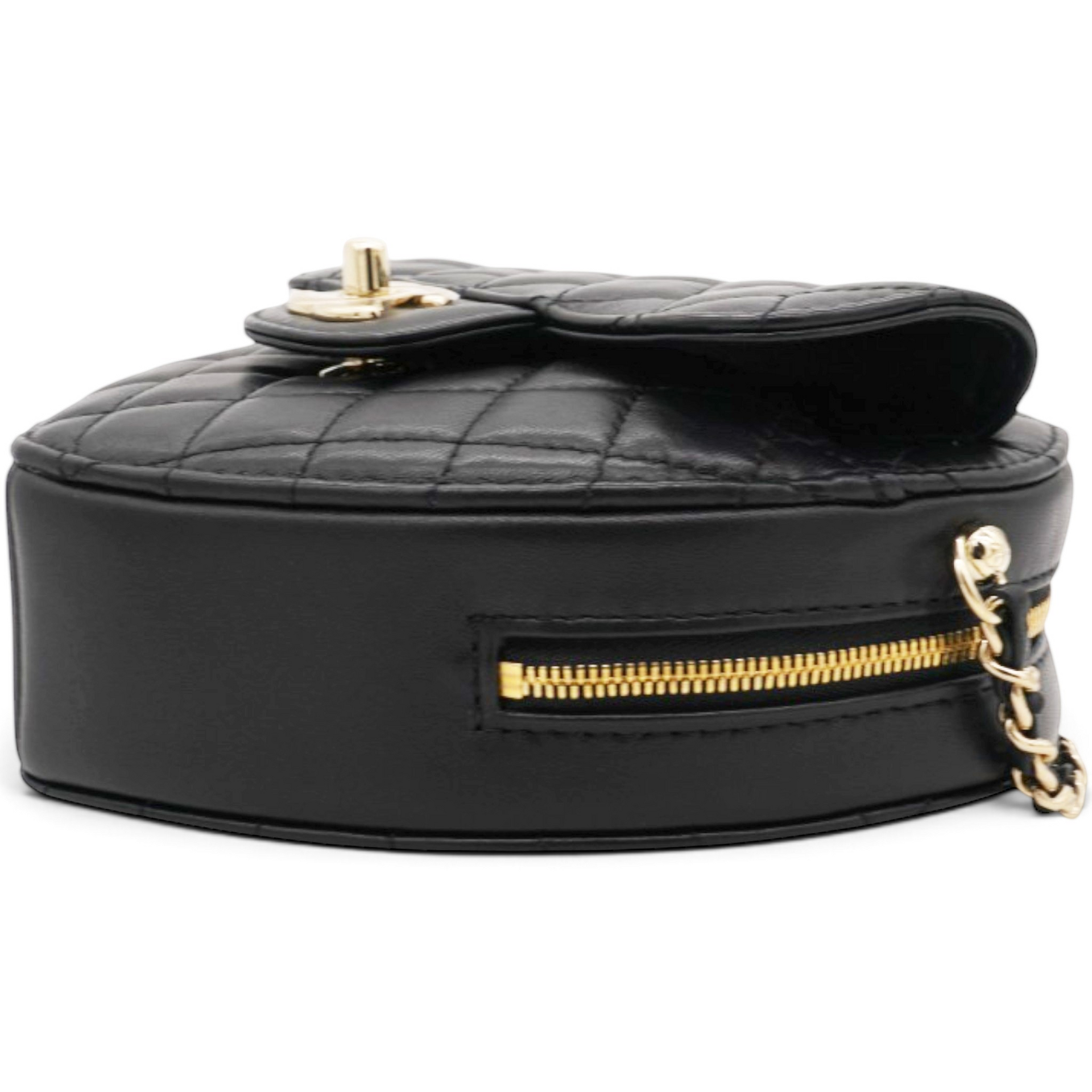 Chanel Lambskin Quilted CC In Love Heart Bag Black 