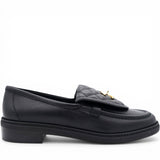 Chanel Lambskin Quilted CC Turnlock Loafers Black Size39 