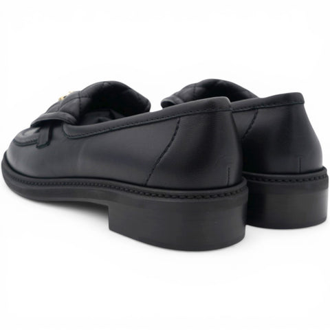 Chanel Lambskin Quilted CC Turnlock Loafers Black Size39 