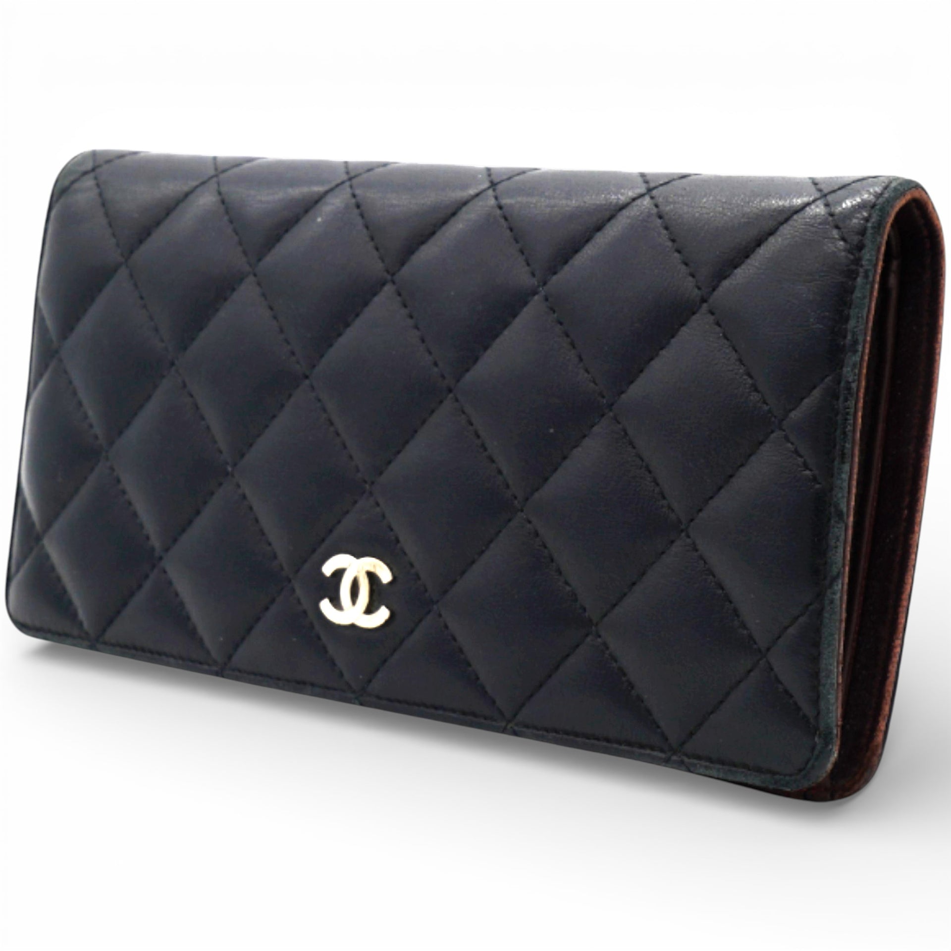 Chanel Lambskin Quilted Long Wallet Black