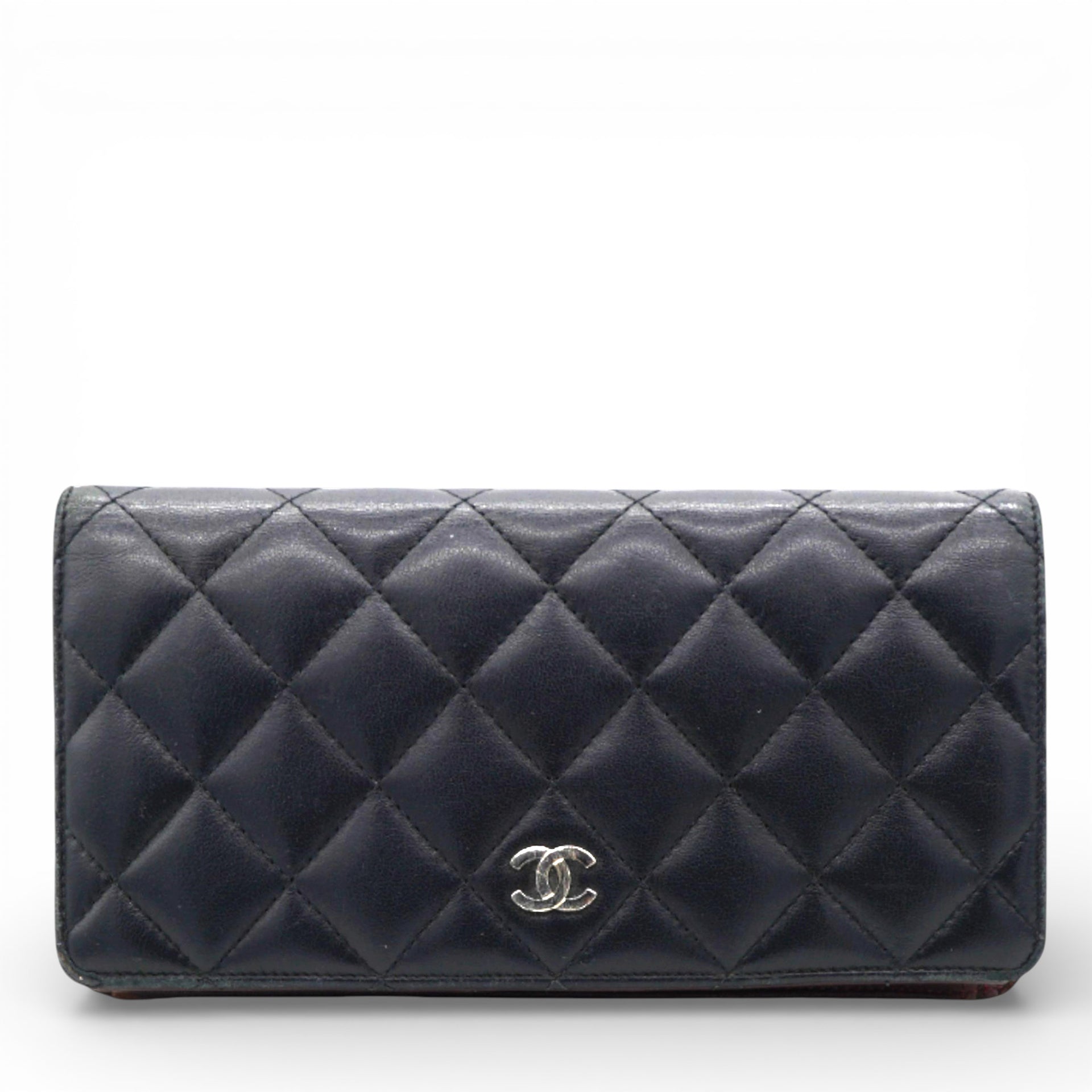 Chanel Lambskin Quilted Long Wallet Black