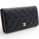 Chanel Lambskin Quilted Long Wallet Black