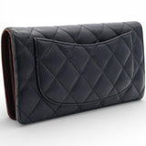 Chanel Lambskin Quilted Long Wallet Black