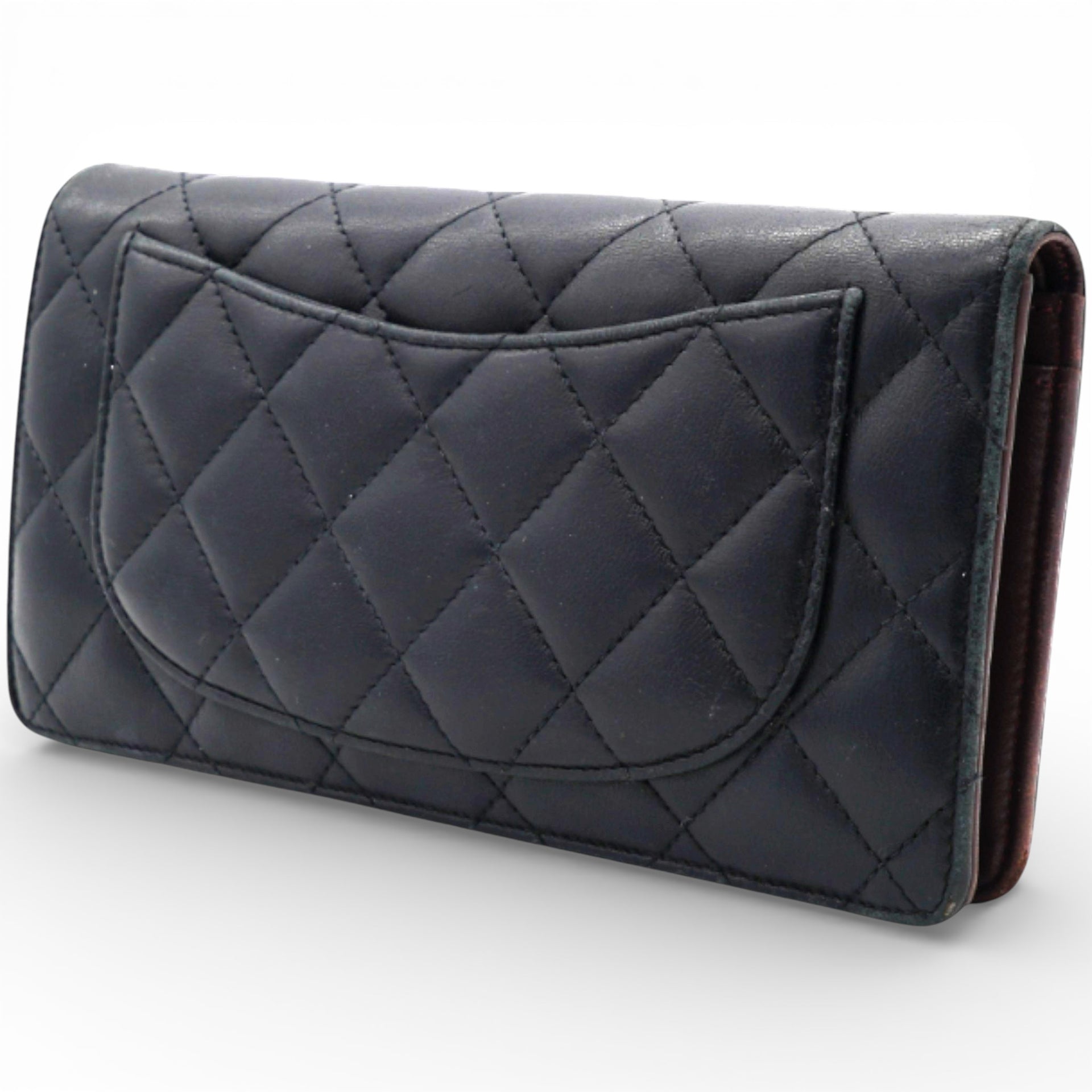 Chanel Lambskin Quilted Long Wallet Black