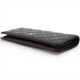 Chanel Lambskin Quilted Long Wallet Black