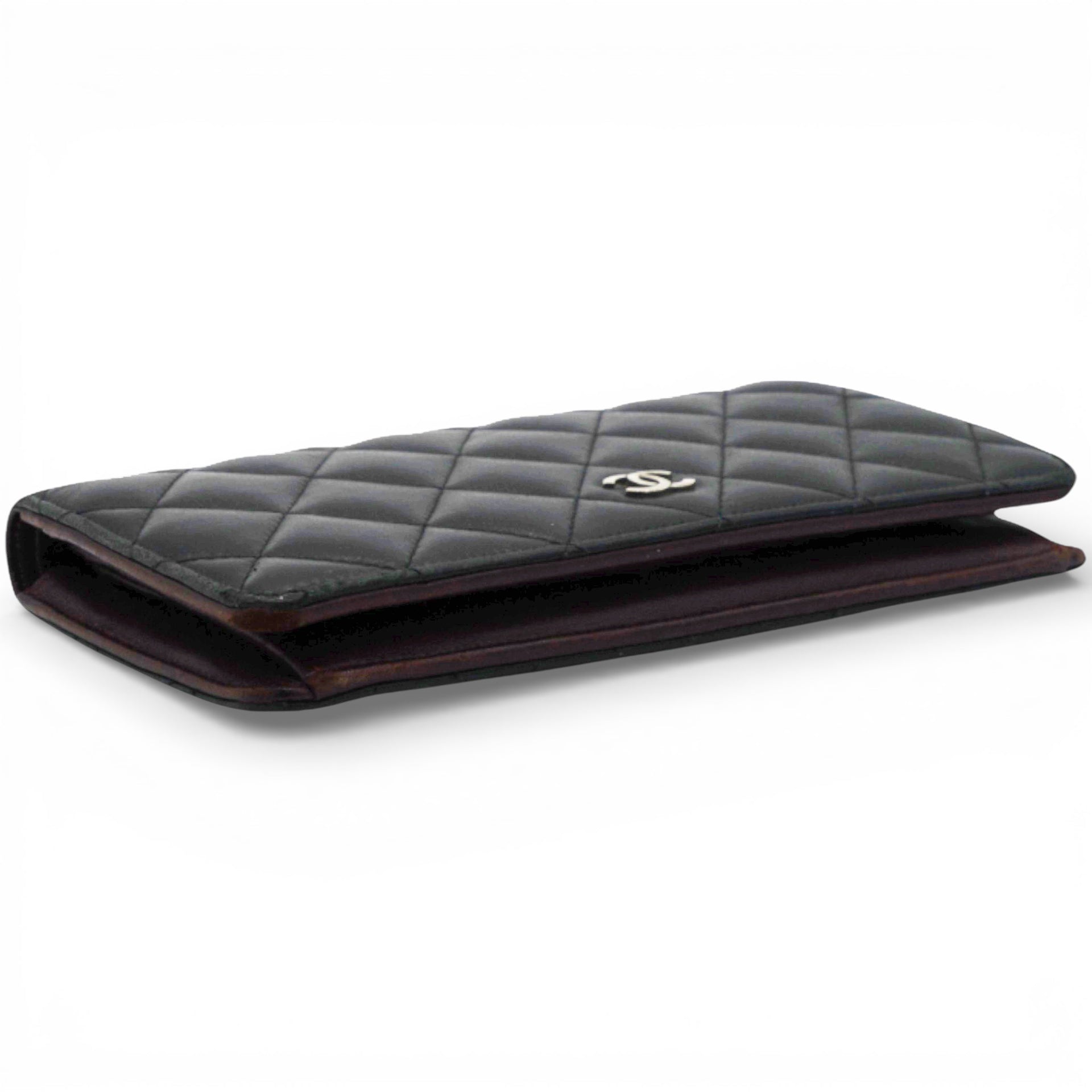Chanel Lambskin Quilted Long Wallet Black