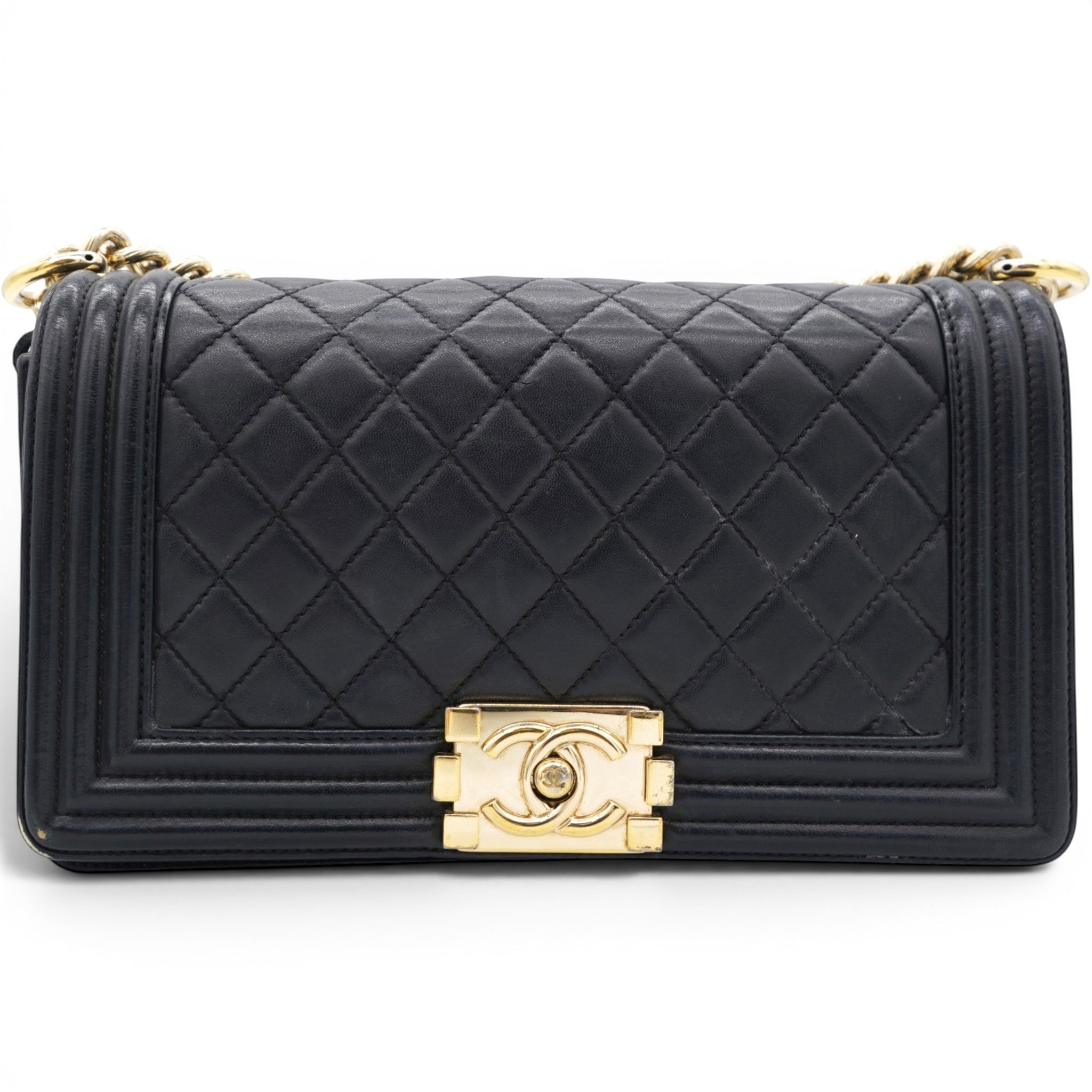 Chanel Lambskin Quilted Medium Boy Flap Black 