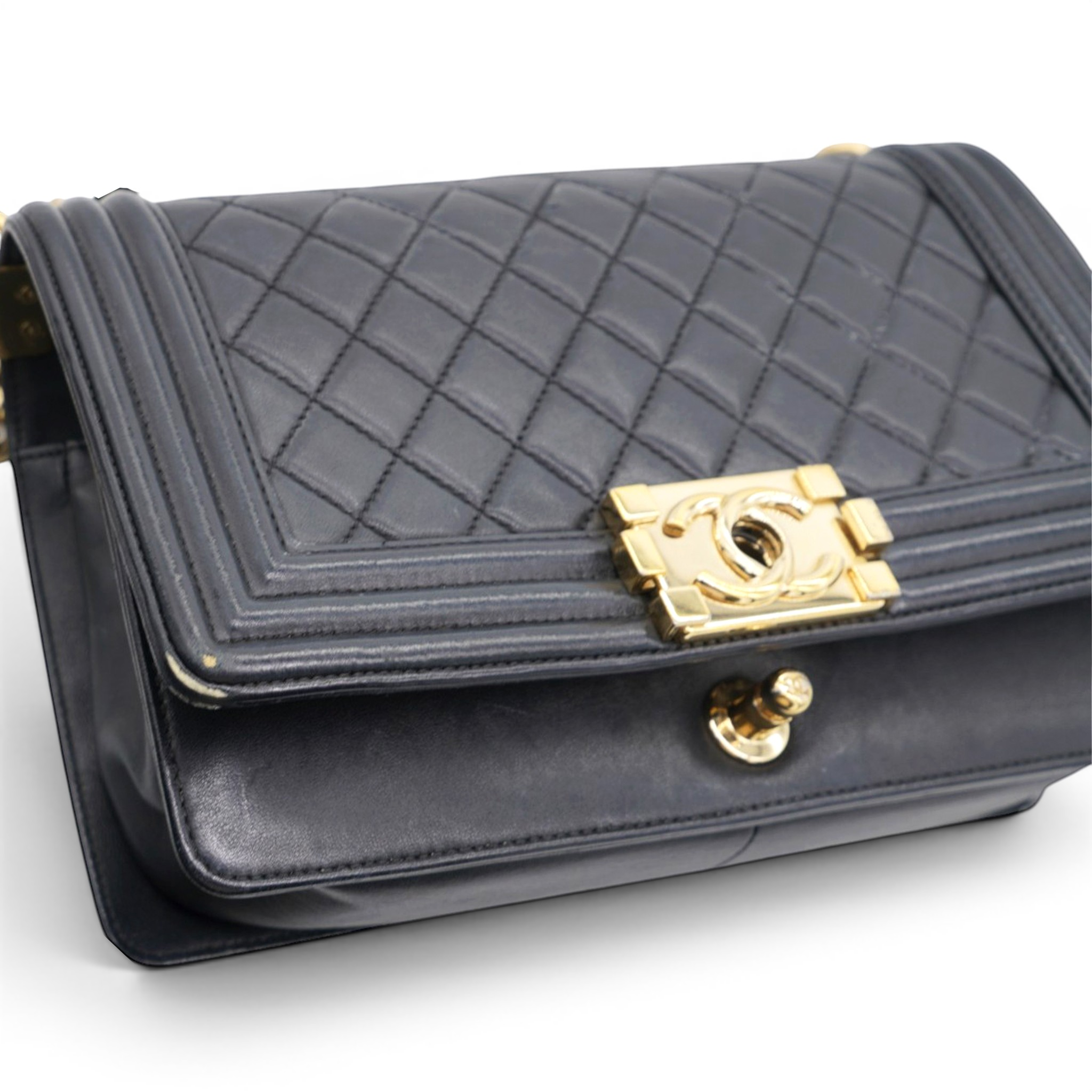 Chanel Lambskin Quilted Medium Boy Flap Black 