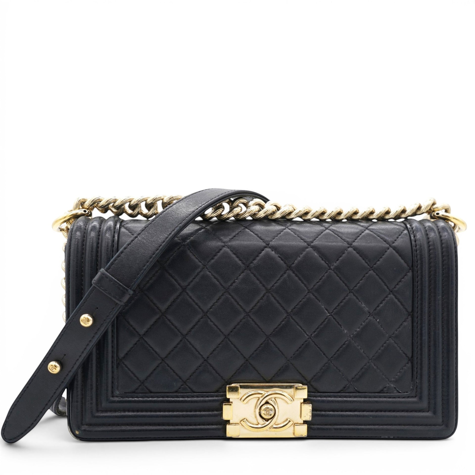 Chanel Lambskin Quilted Medium Boy Flap Black 