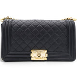 Chanel Lambskin Quilted Medium Boy Flap Black 