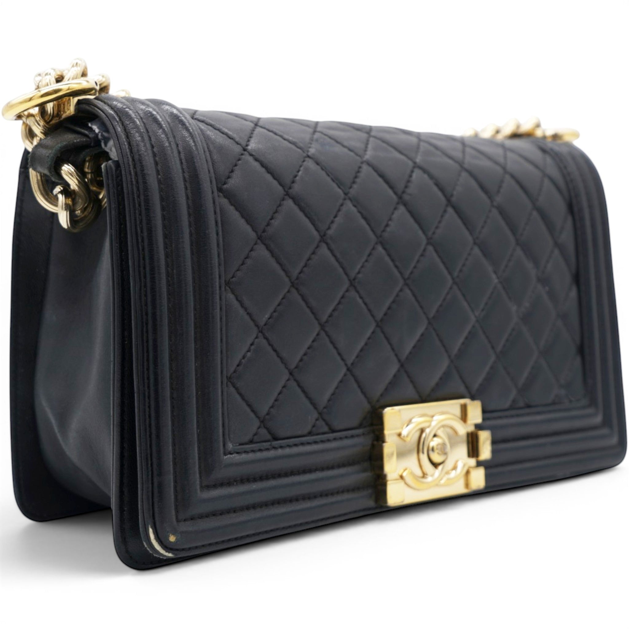 Chanel Lambskin Quilted Medium Boy Flap Black 