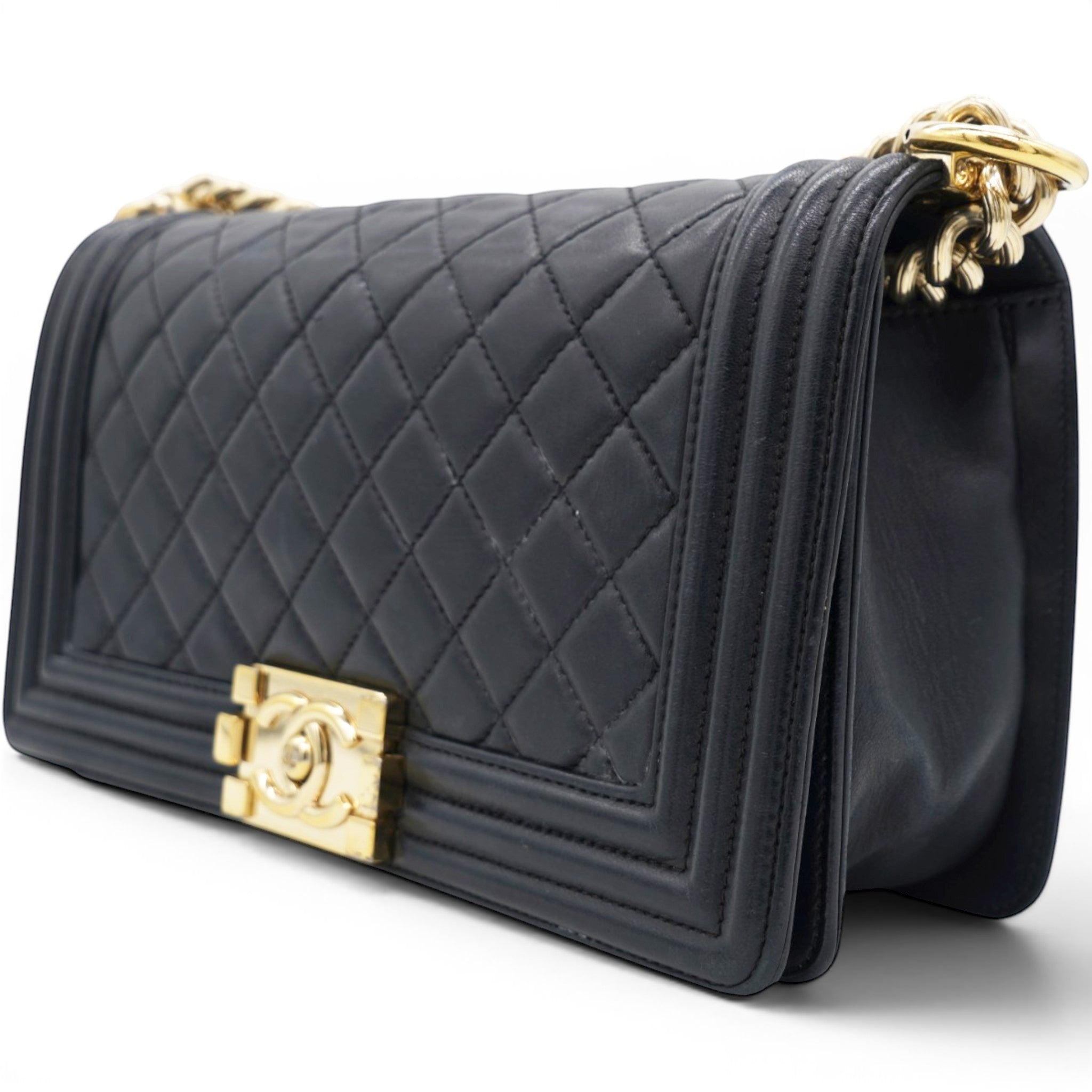 Chanel Lambskin Quilted Medium Boy Flap Black 