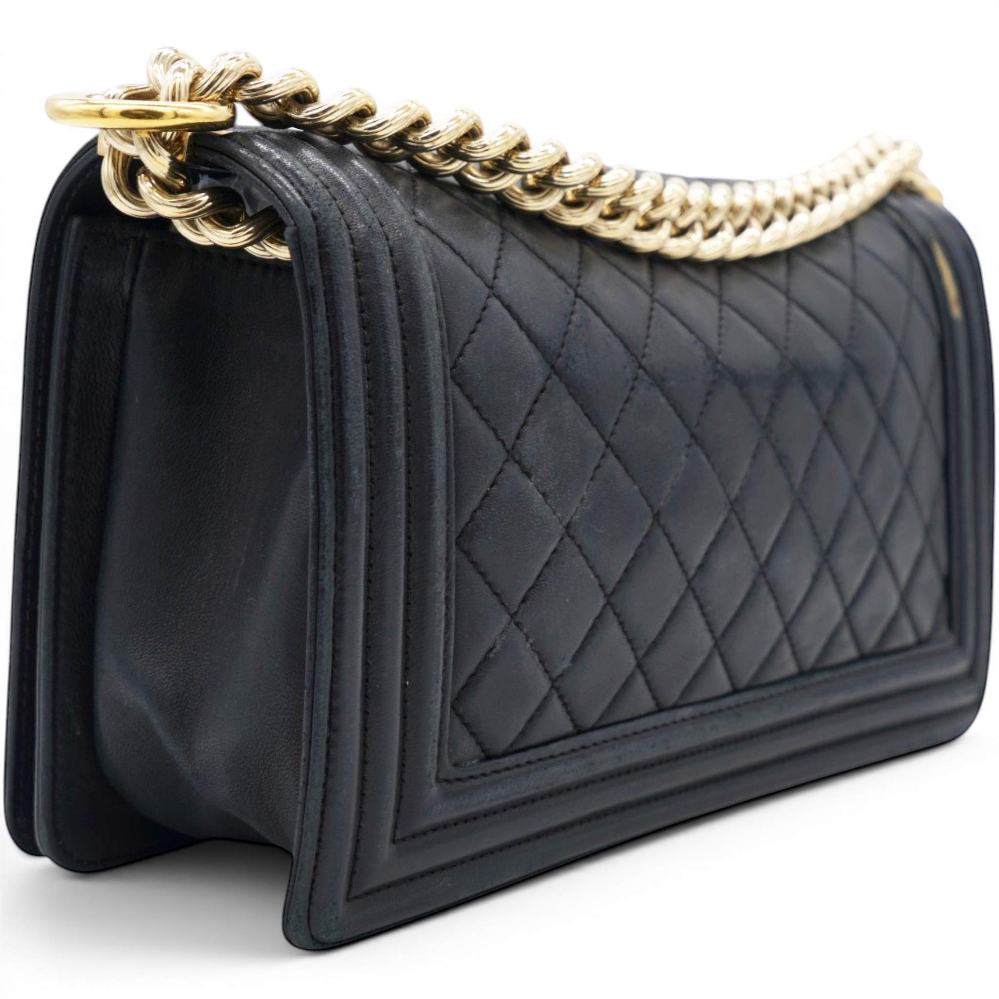Chanel Lambskin Quilted Medium Boy Flap Black 