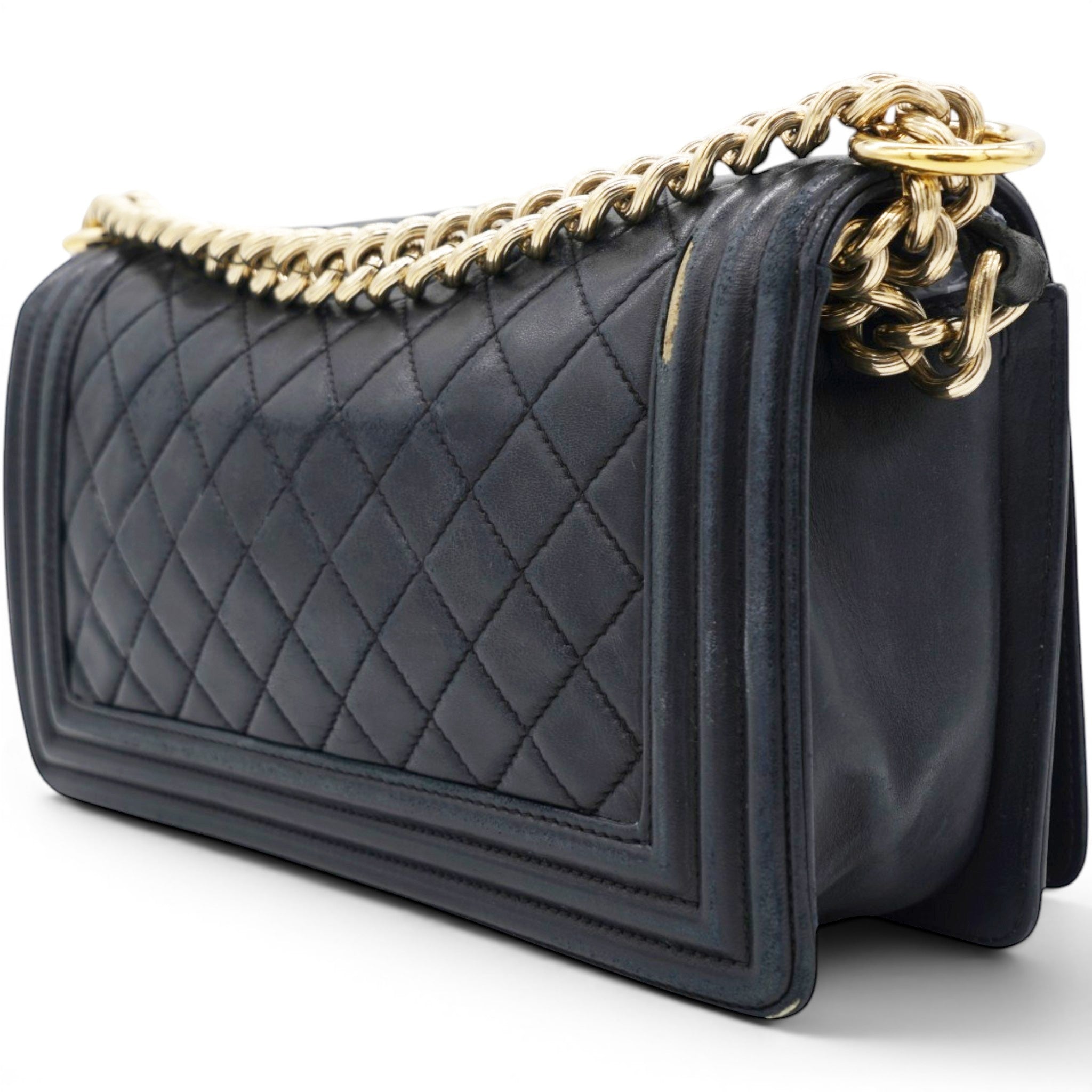 Chanel Lambskin Quilted Medium Boy Flap Black 