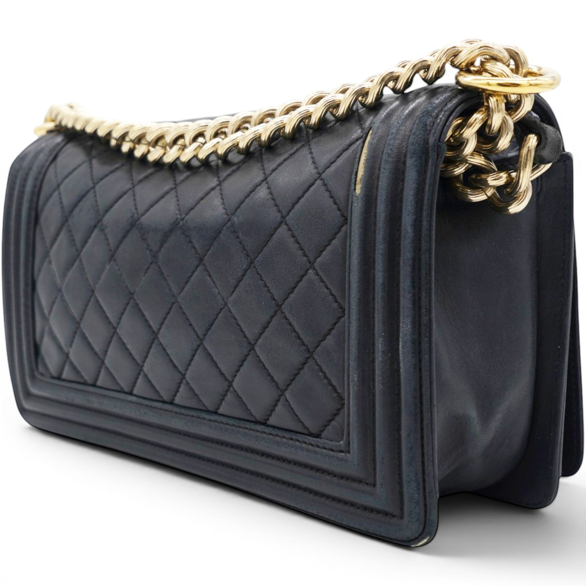 Chanel Lambskin Quilted Medium Boy Flap Black 