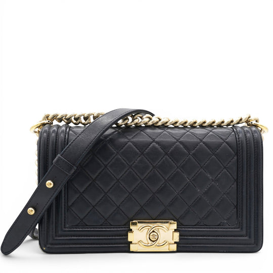 Chanel Lambskin Quilted Medium Boy Flap Black 