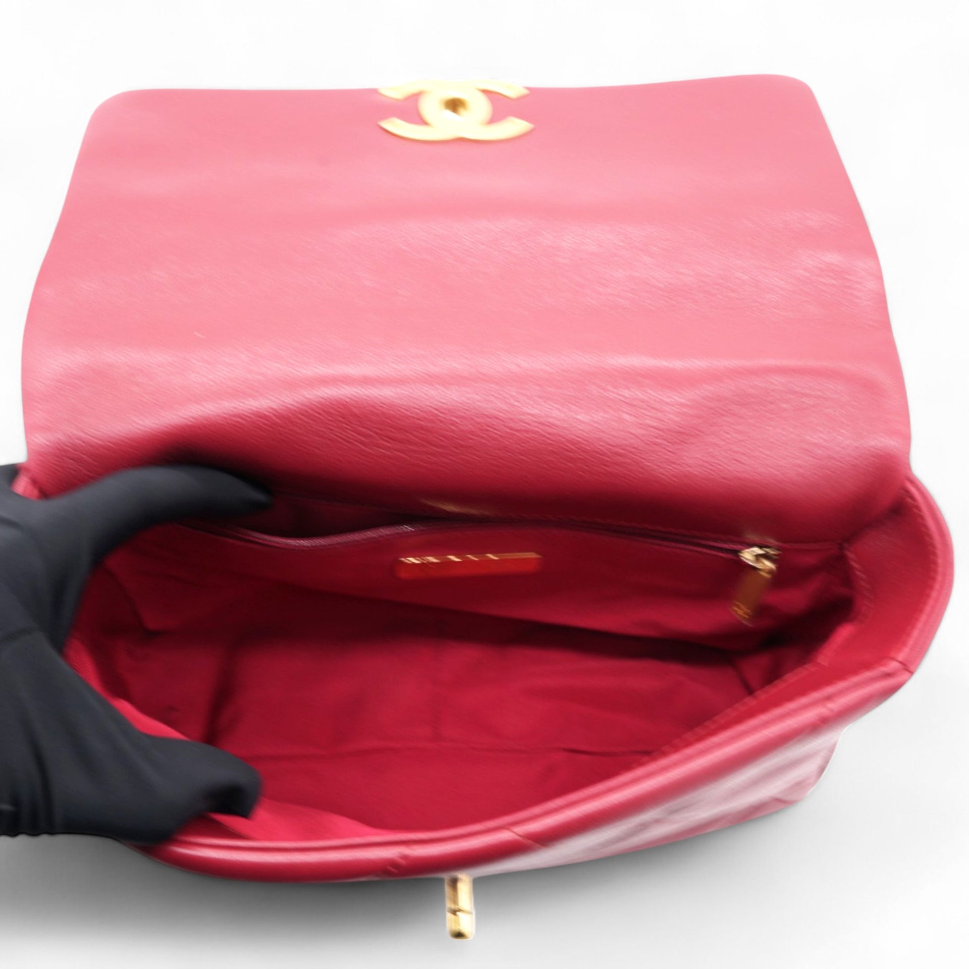 Chanel Lambskin Quilted Medium Chanel 19 Flap Red 