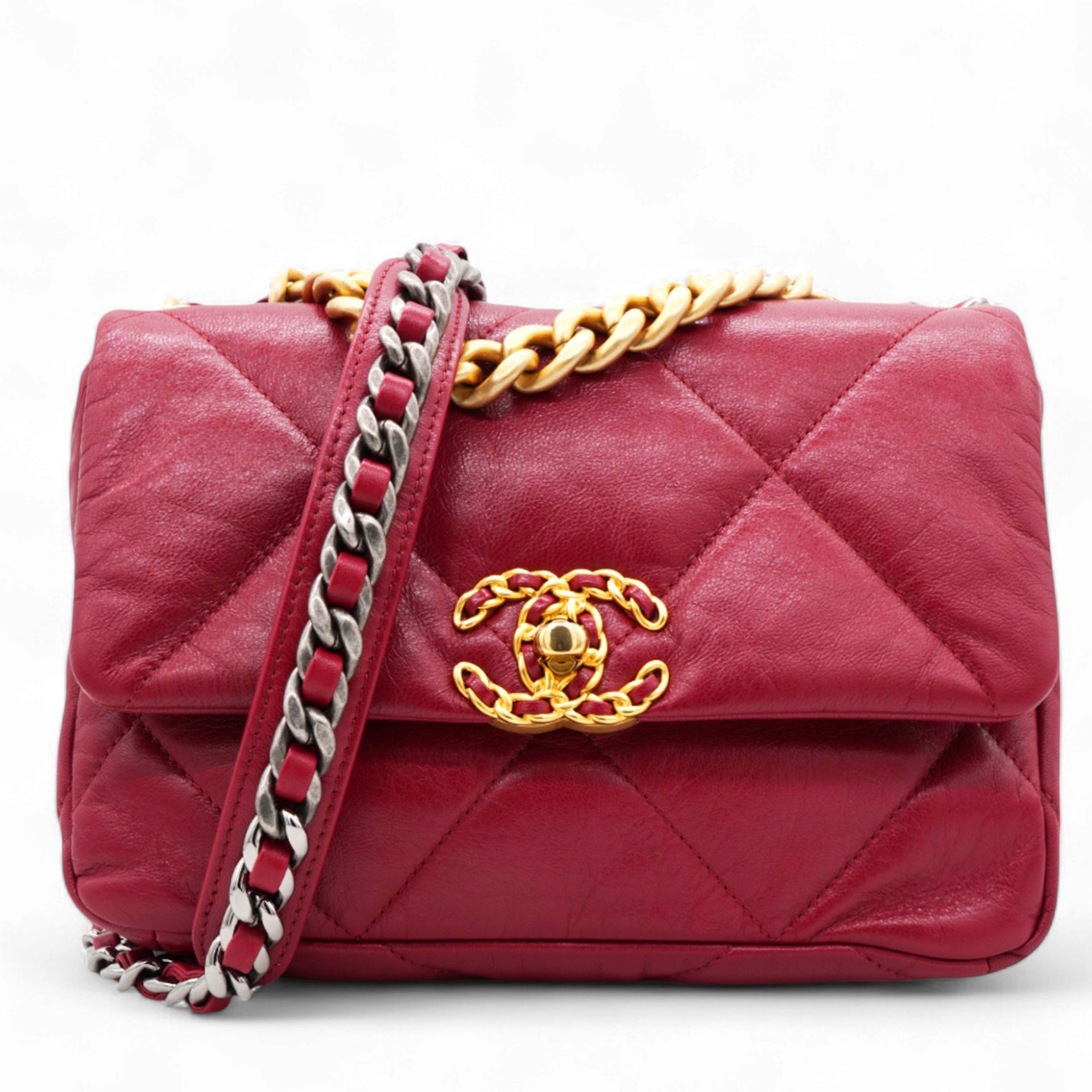 Chanel Lambskin Quilted Medium Chanel 19 Flap Red 