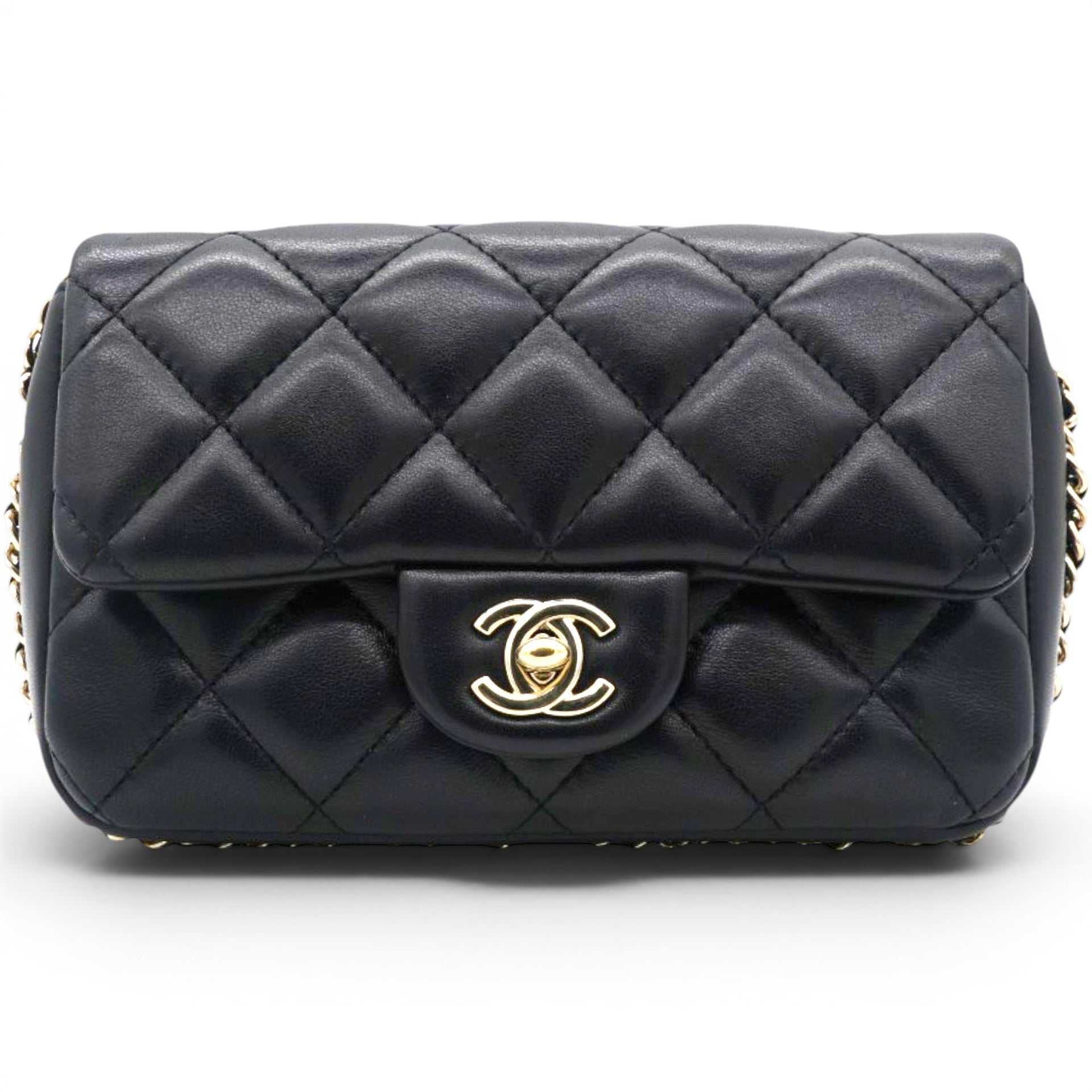 Chanel Lambskin Quilted Mini My Precious Flap Black 