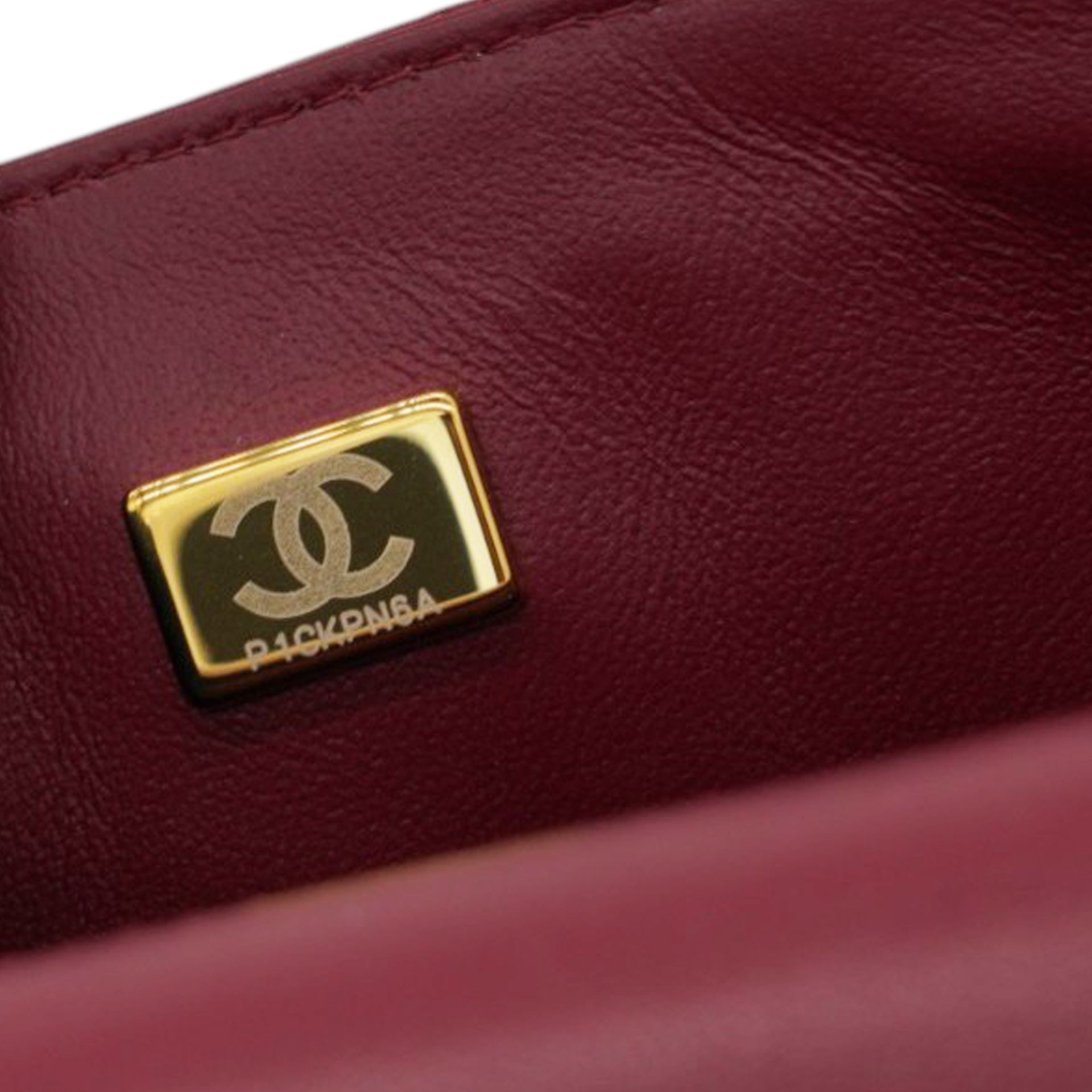Chanel Lambskin Quilted Mini Top Handle Rectangular Flap Burgundy 