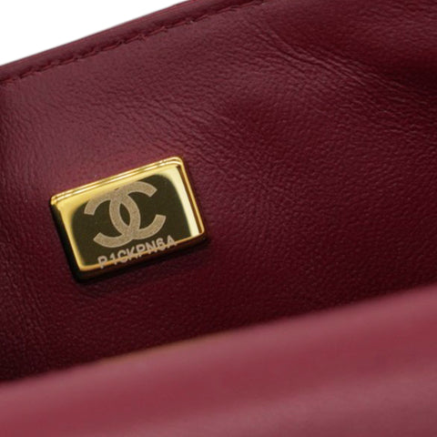 Chanel Lambskin Quilted Mini Top Handle Rectangular Flap Burgundy 