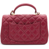 Chanel Lambskin Quilted Mini Top Handle Rectangular Flap Burgundy 