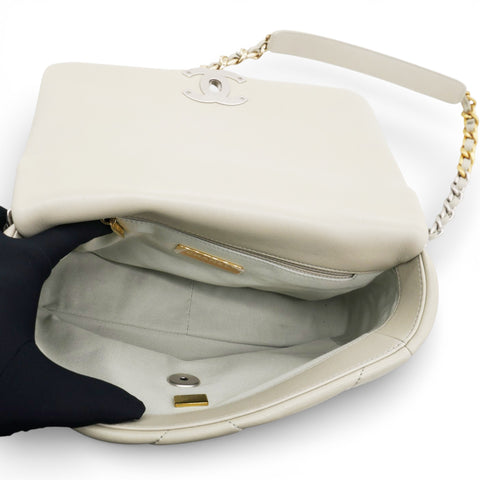 Chanel Lambskin Quilted Small Chanel 19 Flap Light Grey 