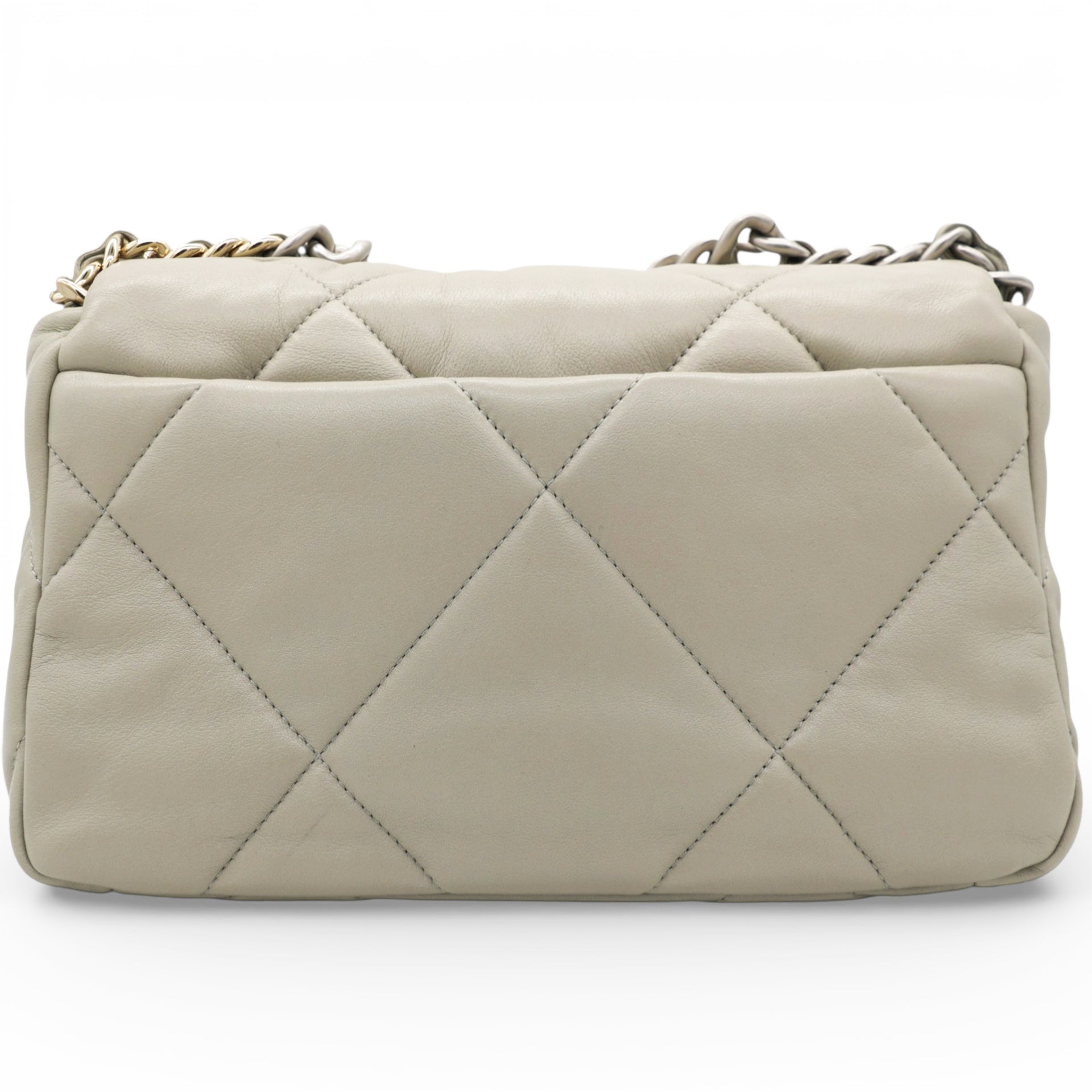 Chanel Lambskin Quilted Small Chanel 19 Flap Light Grey 