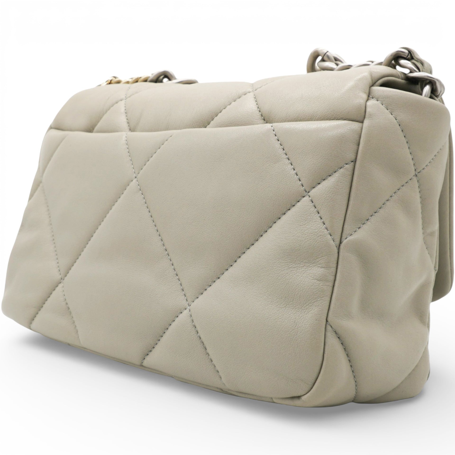 Chanel Lambskin Quilted Small Chanel 19 Flap Light Grey 