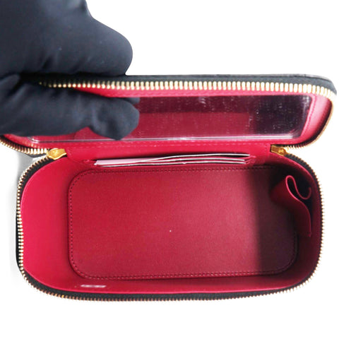 Chanel Lambskin Quilted Sweet Camellia Small Vanity Case With Chain Black 