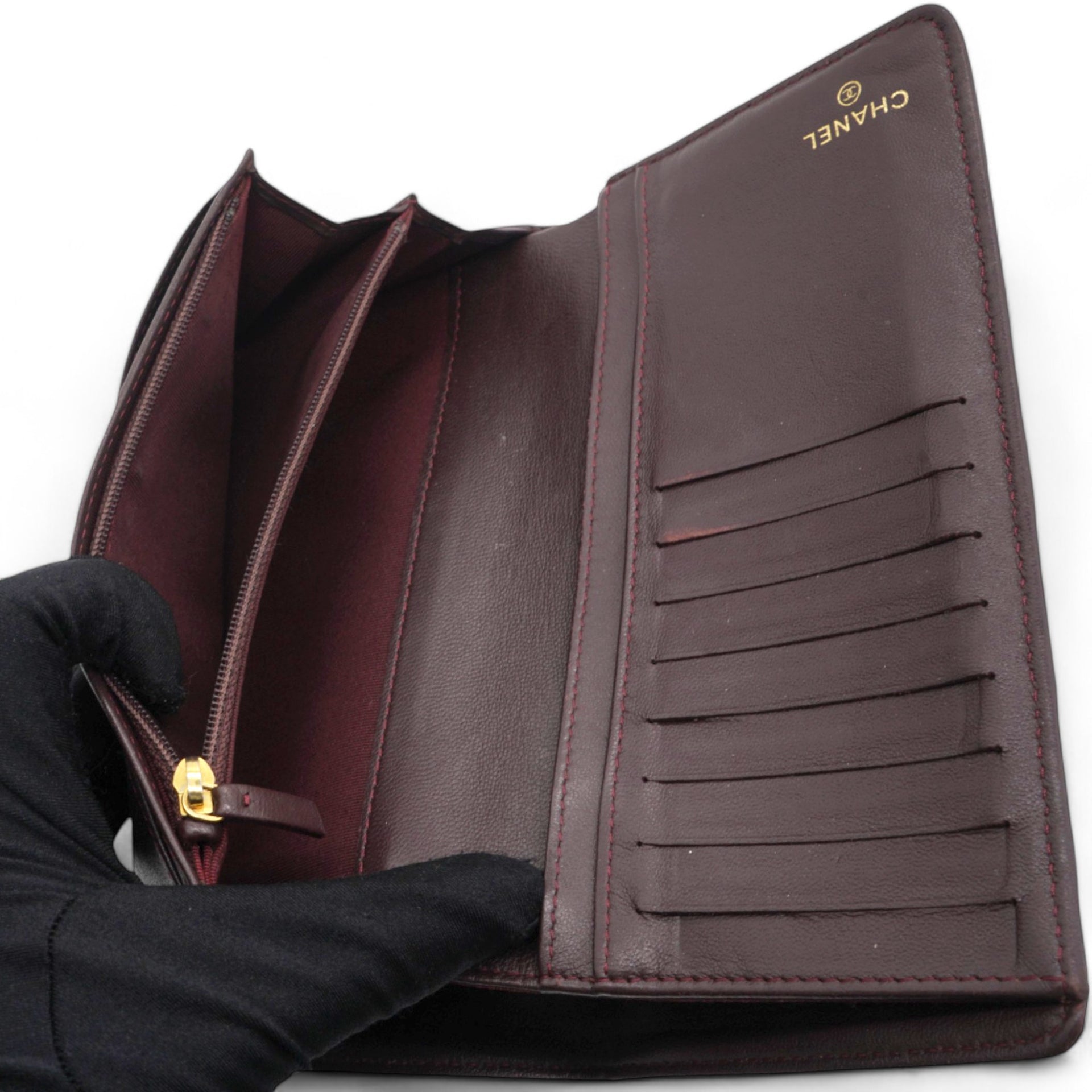  Chanel Lambskin Quilted Yen Wallet Black 