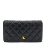  Chanel Lambskin Quilted Yen Wallet Black 