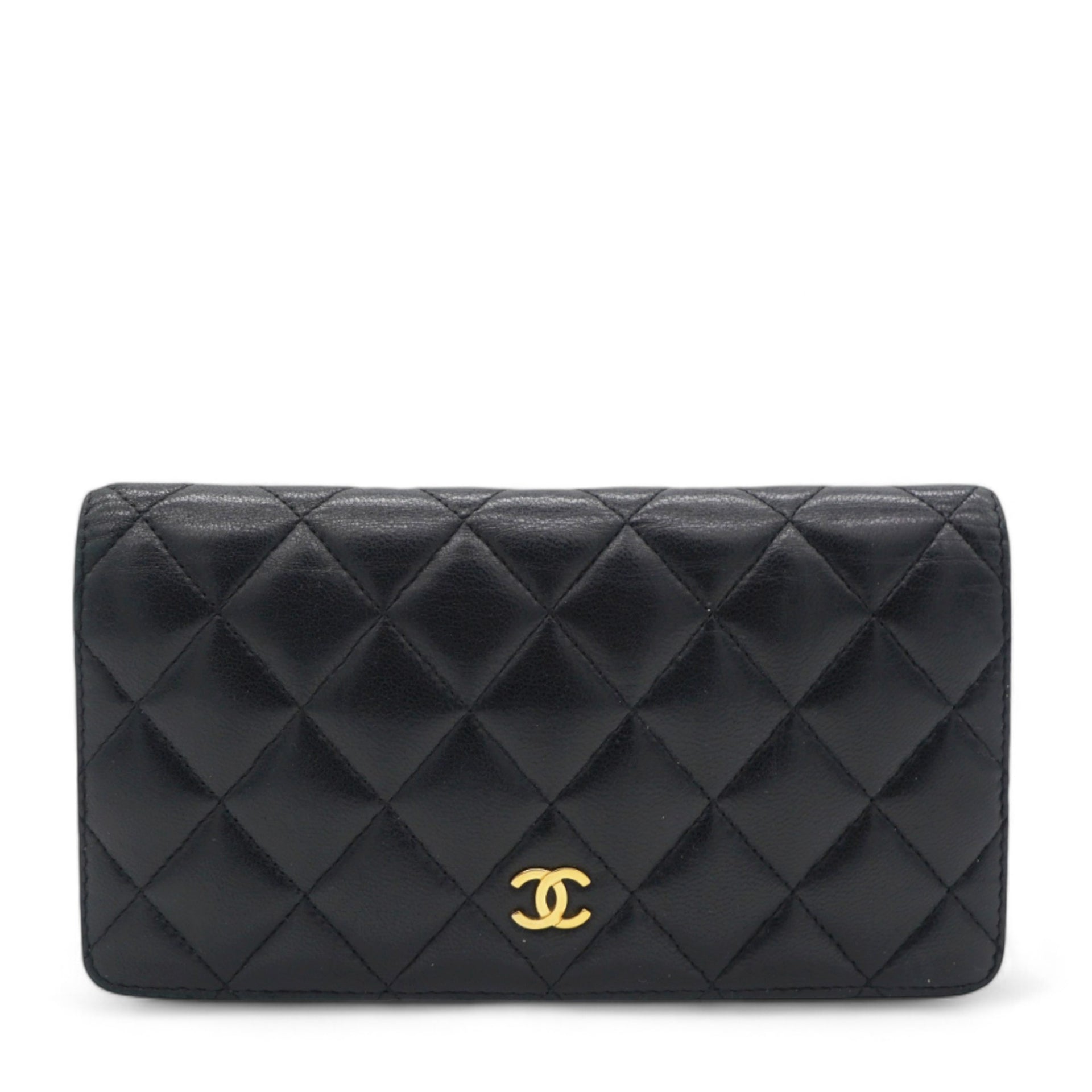  Chanel Lambskin Quilted Yen Wallet Black 