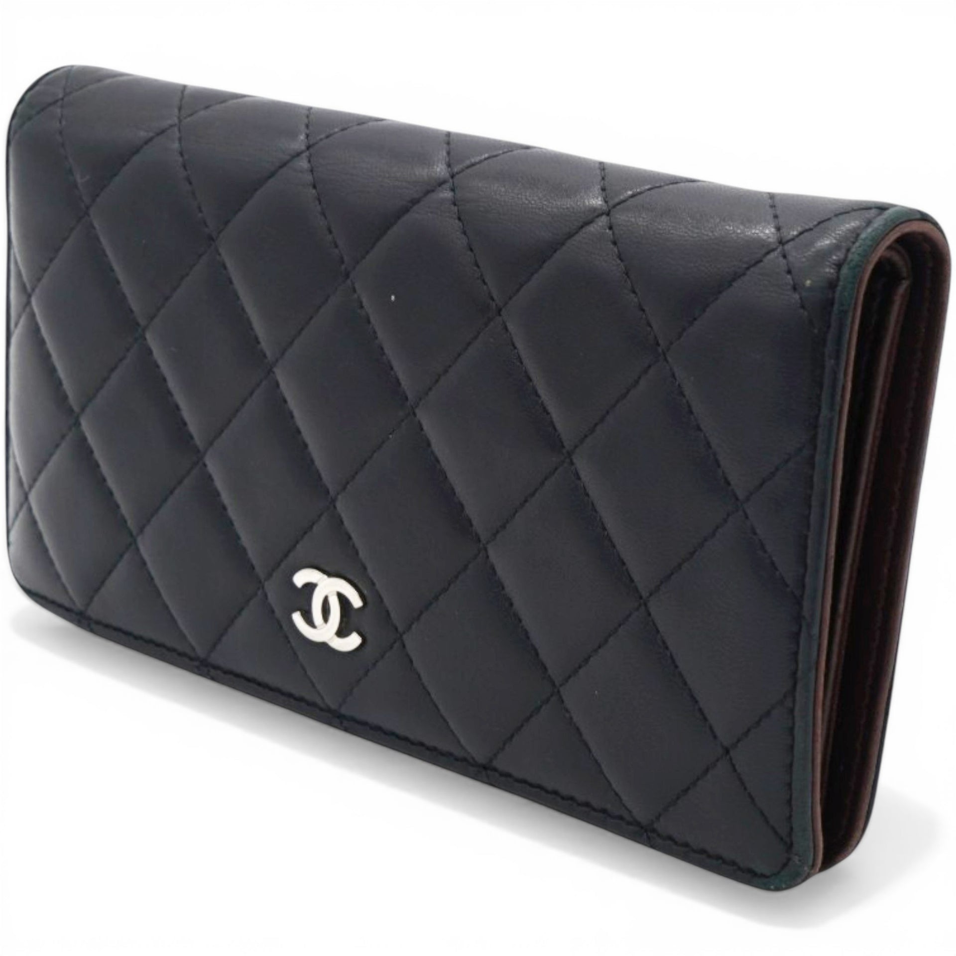 Chanel Lambskin Quilted Yen Wallet Black 
