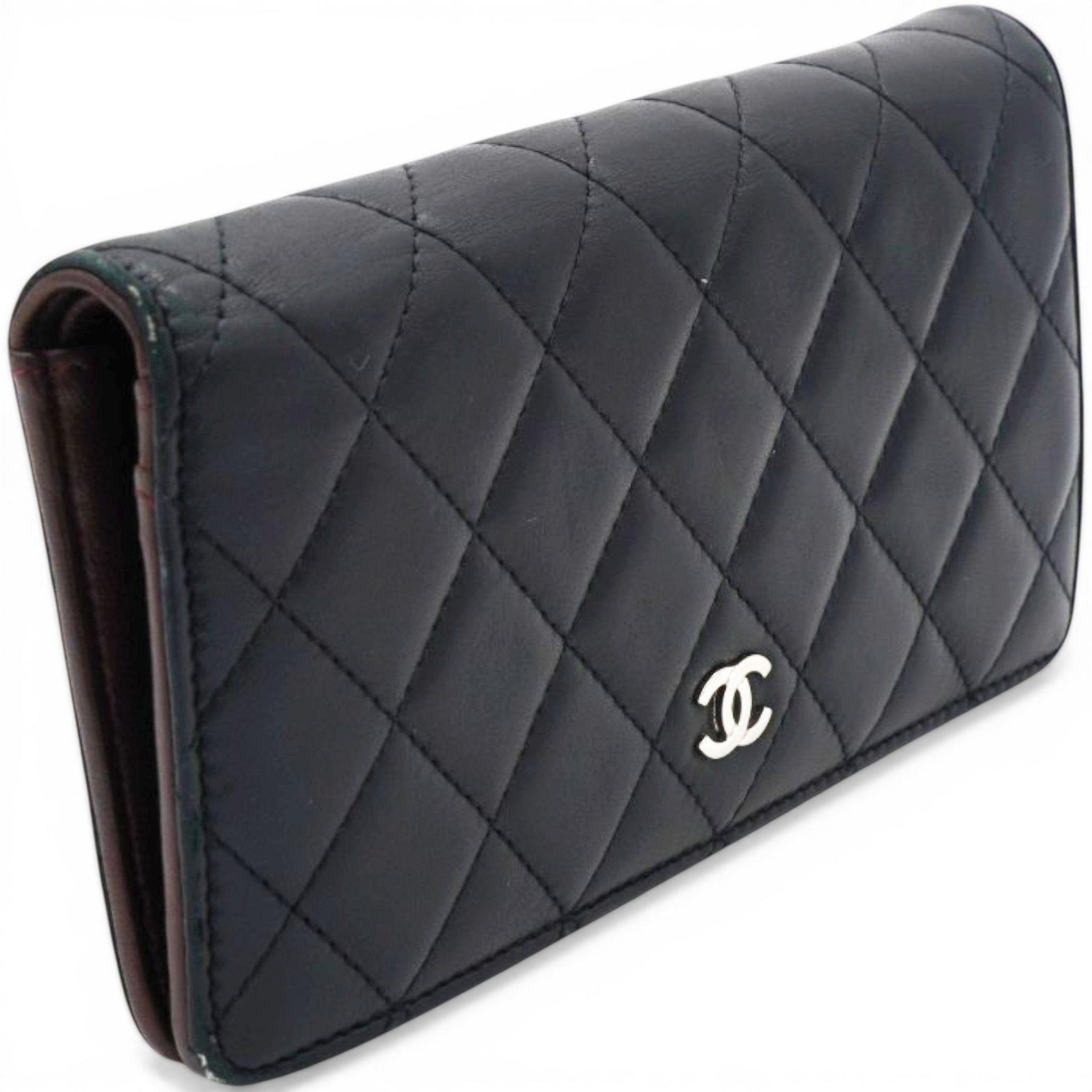 Chanel Lambskin Quilted Yen Wallet Black 