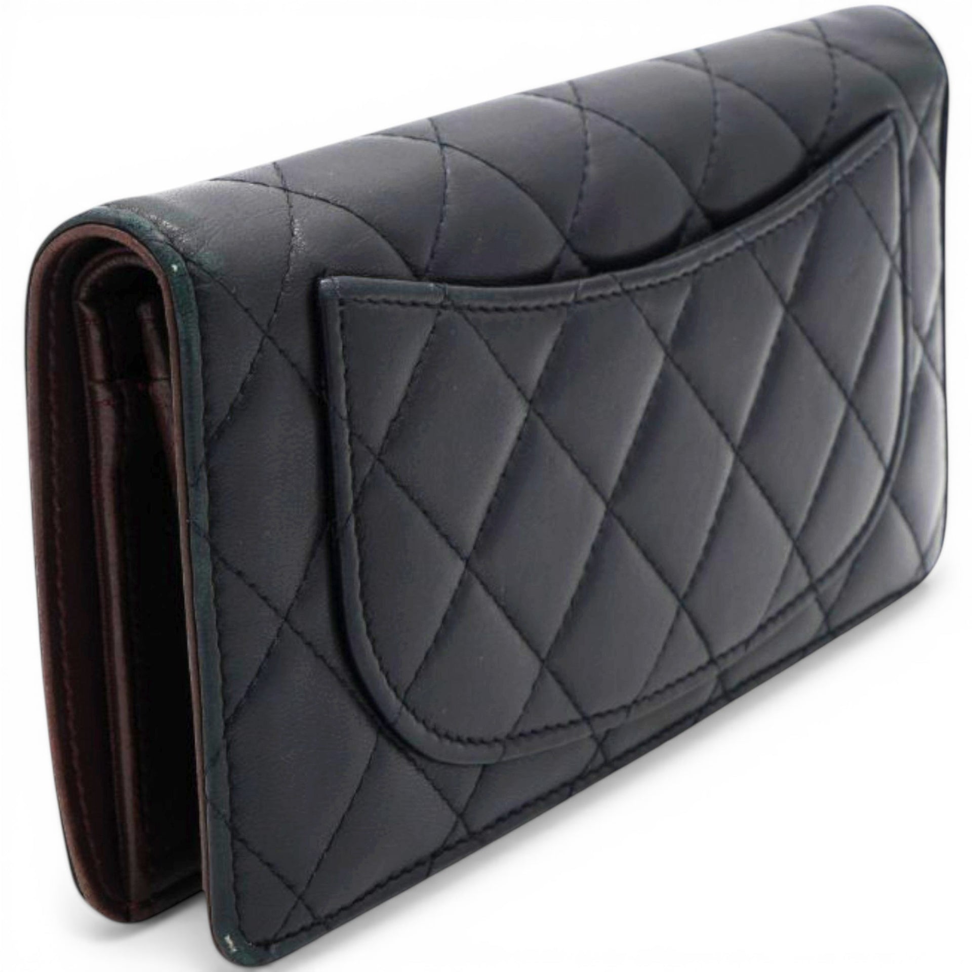 Chanel Lambskin Quilted Yen Wallet Black 