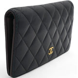  Chanel Lambskin Quilted Yen Wallet Black 