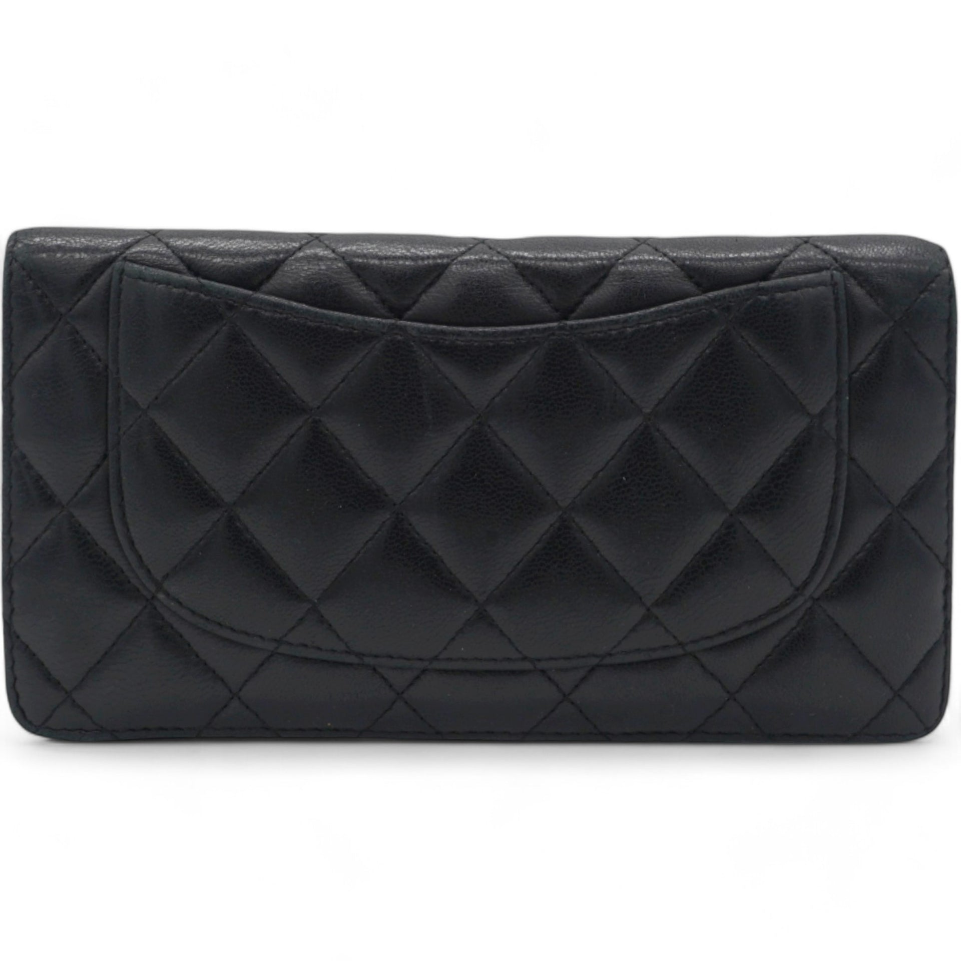  Chanel Lambskin Quilted Yen Wallet Black 