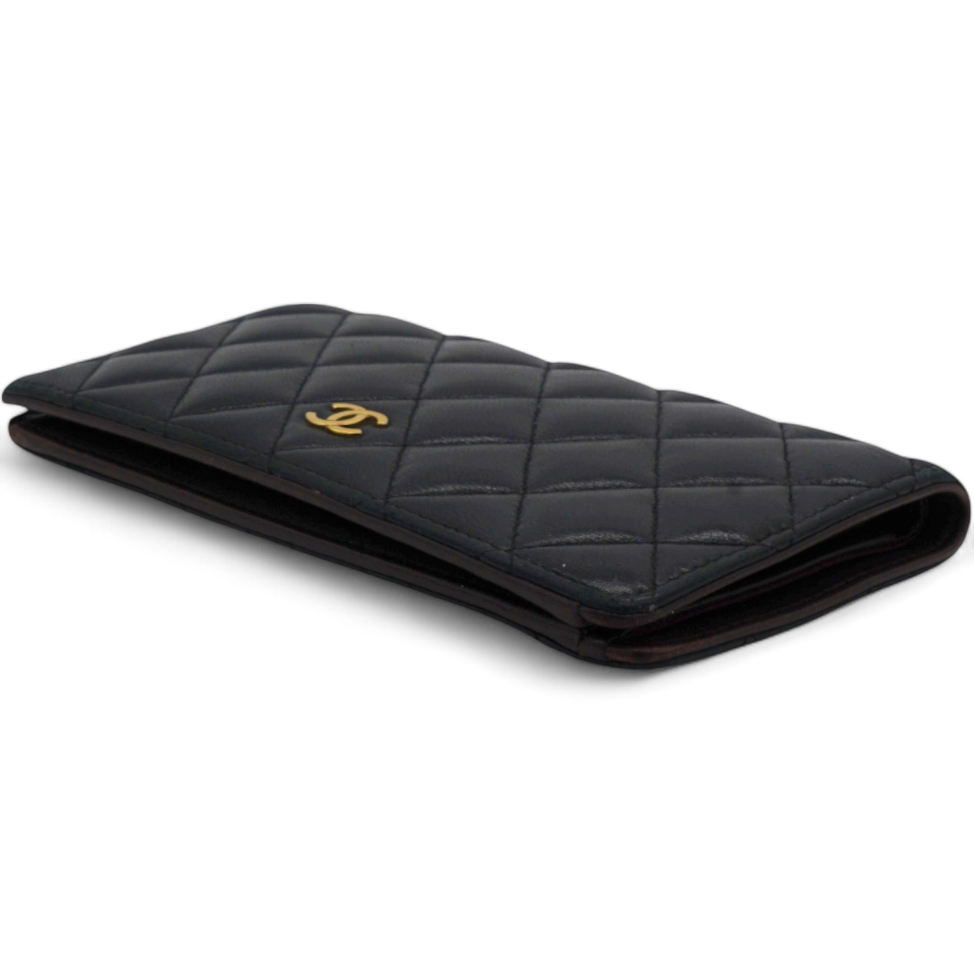  Chanel Lambskin Quilted Yen Wallet Black 