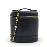 Chanel Lambskin Vanity Cosmetic Bag Black 