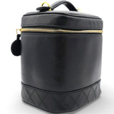 Chanel Lambskin Vanity Cosmetic Bag Black 