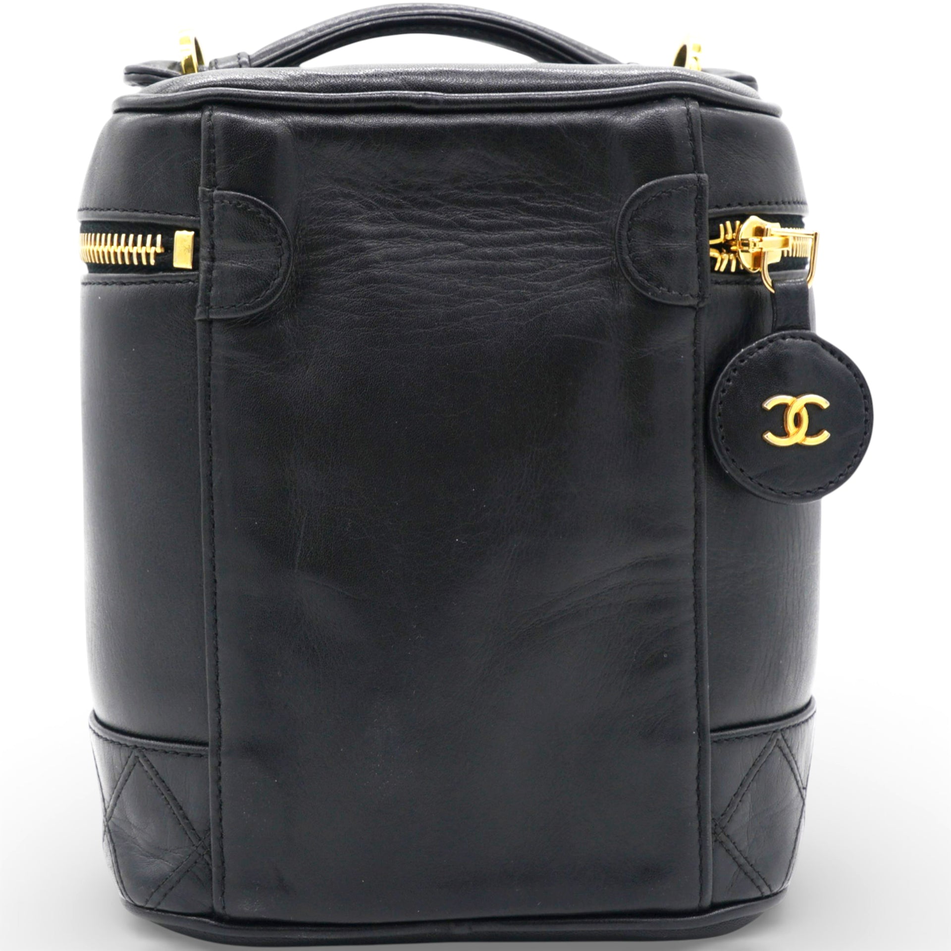 Chanel Lambskin Vanity Cosmetic Bag Black 
