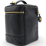 Chanel Lambskin Vanity Cosmetic Bag Black 