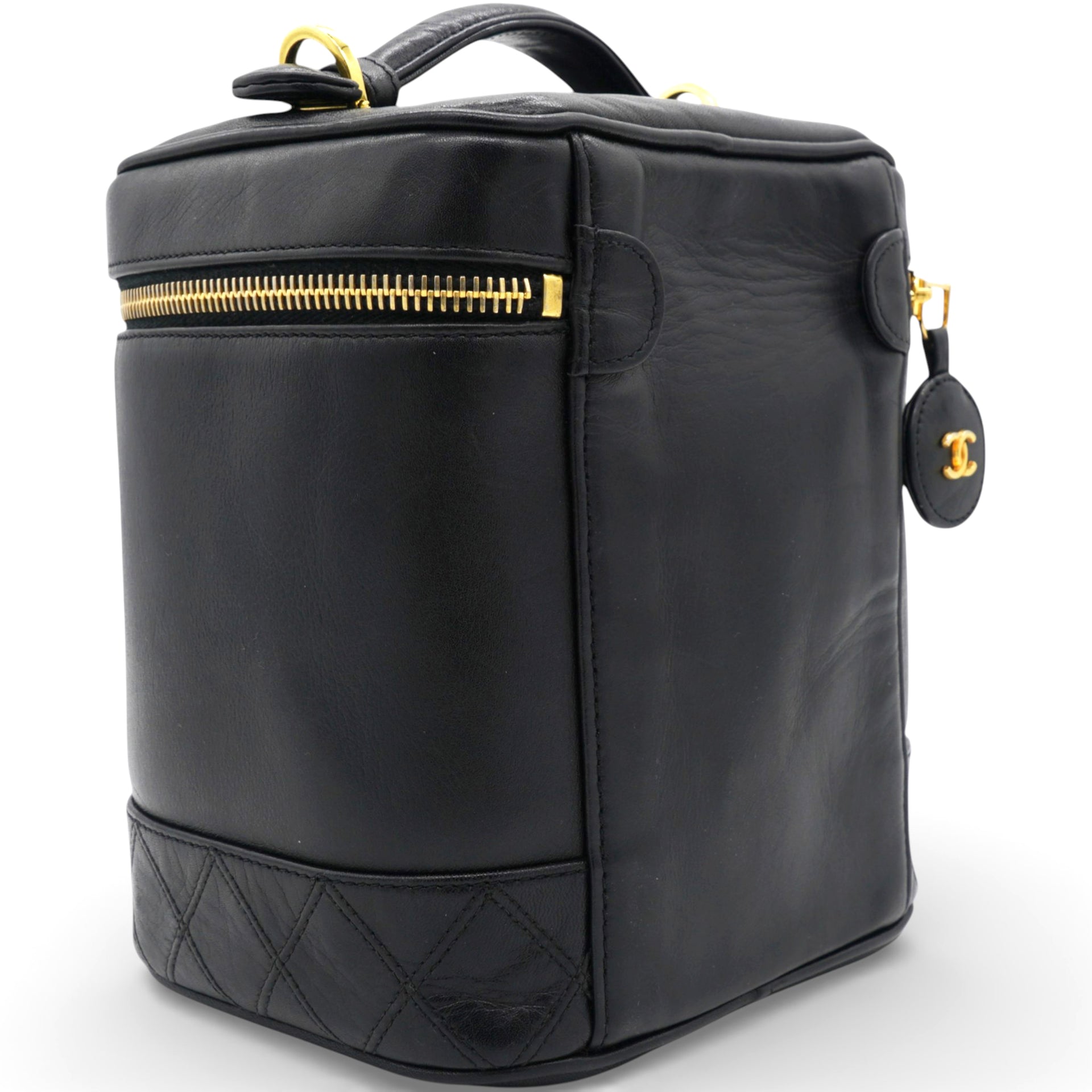 Chanel Lambskin Vanity Cosmetic Bag Black 